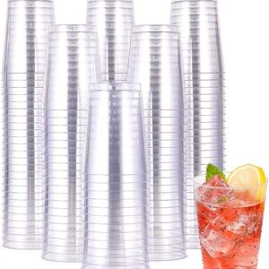 10 oz Clear Disposable Plastic Cups 200 Pack, Tumblers, Heavy duty